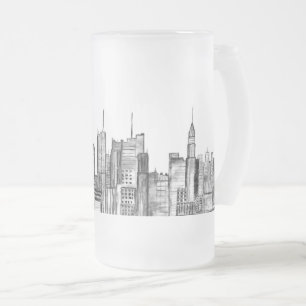 Waterverf Manhattan skyline in New York Matglas Bierpul