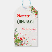Waterverf Manuscript met Kerstmis  Groene Gift Lab Cadeaulabel (Voorkant)
