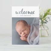 Waterverf Manuscript Triangle Garland Collage Birt Aankondiging (Staand voorkant)