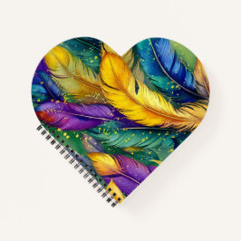 Waterverf Mardi Gras Feather naadloos patroon Notitieboek