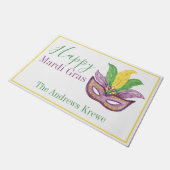 Waterverf Mardi Gras Mask gepersonaliseerd Deurmat (Schuin)