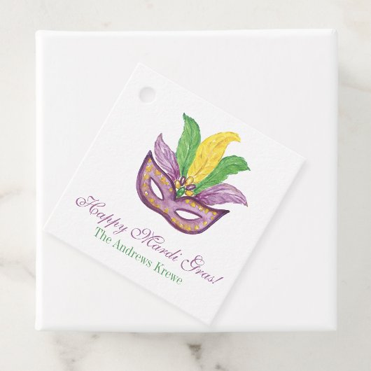 Waterverf Mardi Gras Maskers King Cake Crown Bedankjes Labels