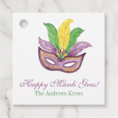 Waterverf Mardi Gras Maskers King Cake Crown Bedankjes Labels (Voorkant)