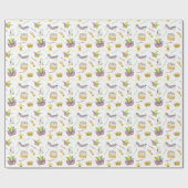 Waterverf Mardi Gras Maskers King Cake Crown Cadeaupapier (Vlak)