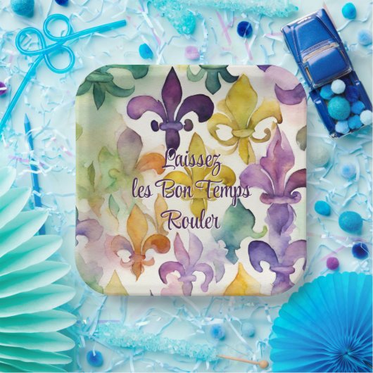 Waterverf Mardi Gras Papieren Bordje (Feest)