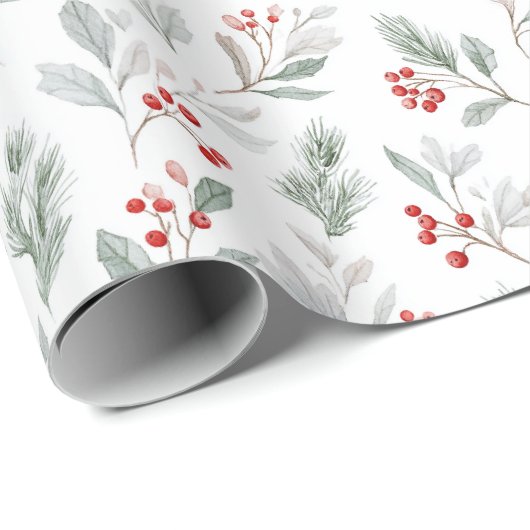 Waterverf maretak en Holly Christmas Cadeaupapier (Rol Hoek)