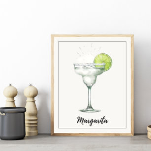 Waterverf Margarita Cocktail Art Print Bar Decor