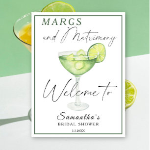 Waterverf Margarita Vrijgezellenfeest Welkom Poster