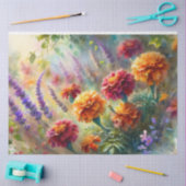 Waterverf Marigolds Lavendel Garden Decoupage Tissuepapier (Craft)