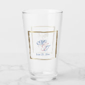 Waterverf marine & Blush Maid of Honor Glas (Achterkant)