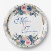 Waterverf marine & Blush Wedding Papieren Bordje (Voorkant)