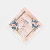 Waterverf marine & Blush Wedding Servet (Hoek)
