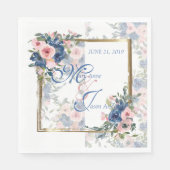 Waterverf marine & Blush Wedding Servet (Voorkant)