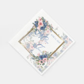 Waterverf marine & Blush Wedding Servet (Hoek)