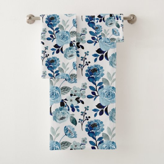 Waterverf marine botanisch bad handdoek (Insitu)