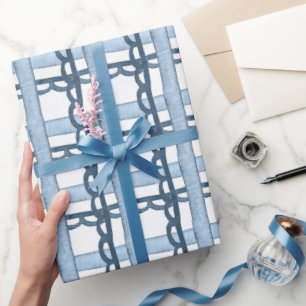 Waterverf Marine en Blue Plaid Cadeaupapier