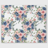 Waterverf marine en Blush Floral Cadeaupapier (Vlak)