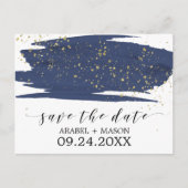 Waterverf marine en gouden bruiloft Save the Date Aankondigingskaart (Voorkant)