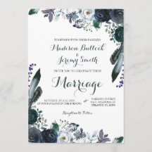 Waterverf marine Floral Wedding Invitation