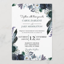 Waterverf marine Floral Wedding Invitation