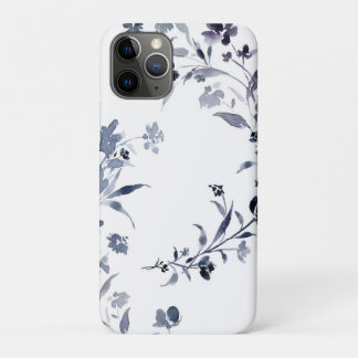 Waterverf marine indigo floraal patroon iPhone 11 pro hoesje