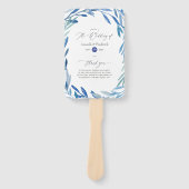 Waterverf marine Indigo verlaat bruiloft programma Handwaaier (Voorkant)