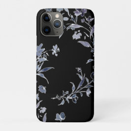 Waterverf marine indigoblauw bloempatroon iPhone 11 pro hoesje
