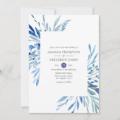 Waterverf marine indigoleves bruiloft kaart (Voorkant)