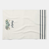 Waterverf marineblauw, wit en grijs pompoen, theedoek (Horizontaal)