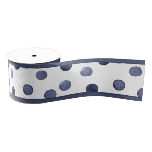 Waterverf marinekringen polka dot hand op hand grosgrain lint