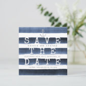 Waterverf marinestrepen nautisch opslaan de datum save the date (Staand voorkant)