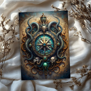 Waterverf  maritieme totem teken schedel sneak tissuepapier