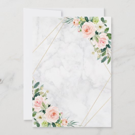 Waterverf Marmer Bloem Boho Bruiloft Borrel Kaart (Achterkant)