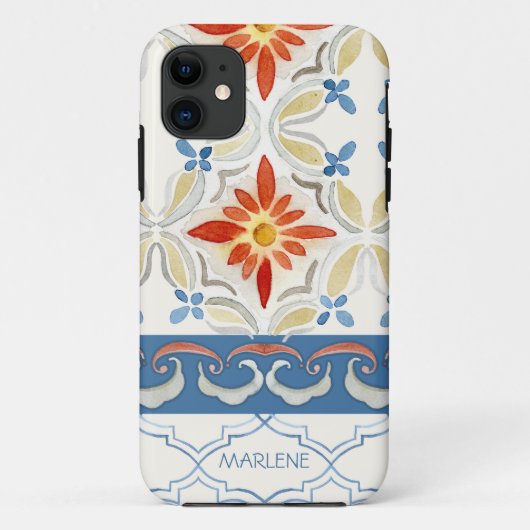 Waterverf Marokkaans flessenpatroon met Quatrefoil Case-Mate iPhone Case (Achterkant)