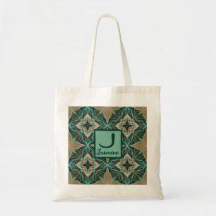 Waterverf Marokkaanse Blauwgroen Floral Tote Bag