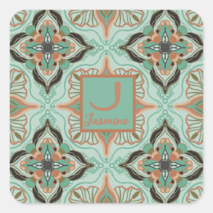 Waterverf Marokkaanse  Floral - Speciaal gepersona Vierkante Sticker