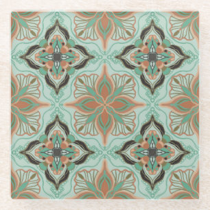 Waterverf Marokkaanse Floral Tile Onderzetter