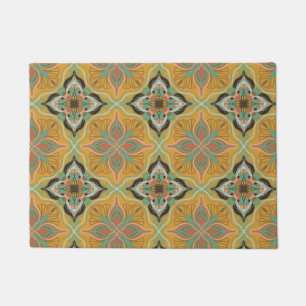 Waterverf Marokkaanse geel-Floral Tile Deurmat