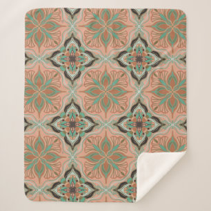 Waterverf Marokkaanse roze bloemen Sherpa Deken