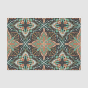 Waterverf Marokkaanse Tegel van bruine bruin Tissuepapier