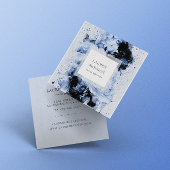 Waterverf Marseille Blauw Abstract Bloemen Vierkante Visitekaartje