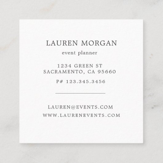 Waterverf Marseille Blauw Abstract Bloemen Vierkante Visitekaartje (Achterkant)