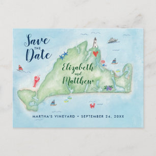 Waterverf Marthas Vineyard Save the Date Briefkaart