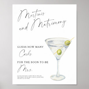 Waterverf Martini Vrijgezellenfeest hoeveel kurken Poster