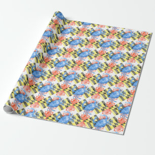 Waterverf maryland vlag en blauwe krab cadeaupapier