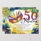 Waterverf Masquerade 50ste verjaardagsfeest Kaart (Voorkant / Achterkant)