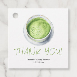 Waterverf Matcha Latte Baby shower Dank u Bedankjes Labels