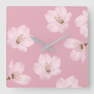 Waterverf Mauve Cherry Blossom Wall klok