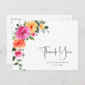 Waterverf Meadow Bright Pink Flower Bedankt Briefkaart (Voorkant / Achterkant)