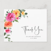 Waterverf Meadow Bright Pink Flower Bedankt Briefkaart (Voorkant)